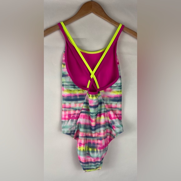 NWT Girls' UA Stripe Dash One-Piece Swimsuit - Picture 4 of 7
